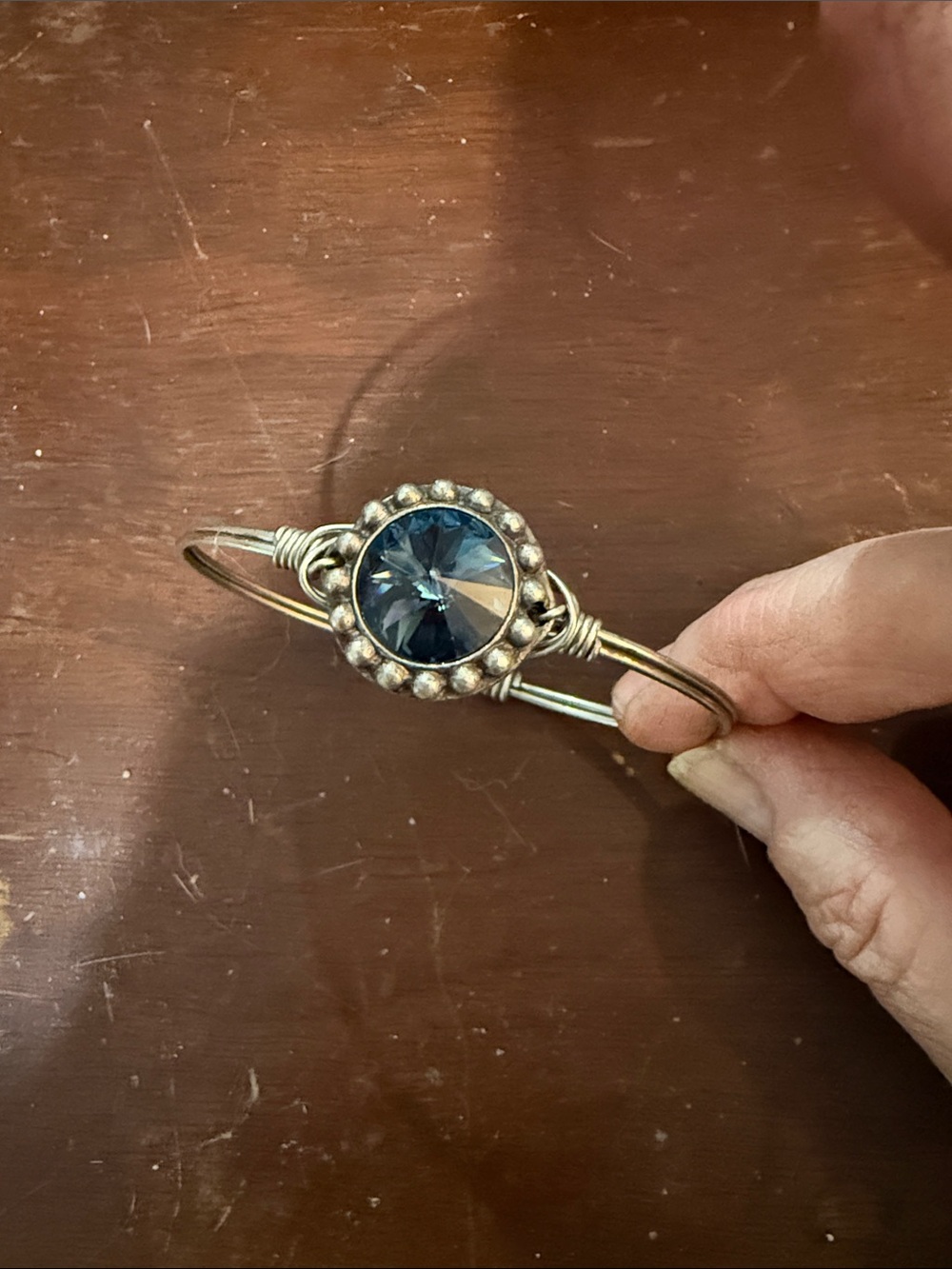 Luca + Dani Statement Blue Crystal Bangle Bracelet